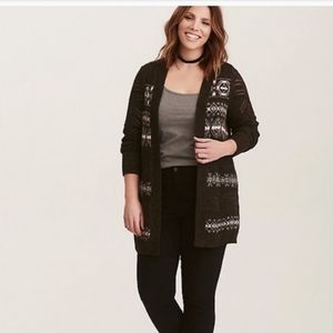 Torrid open cardigan southwestern pattern sweater